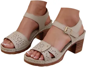 Wedges Heels for Women Dressy Platform Wedge Sandals Heeled Espadrilles Sandals Ladies Comfortable Cork Ankle Strap Summer Dress Shoes for Beach