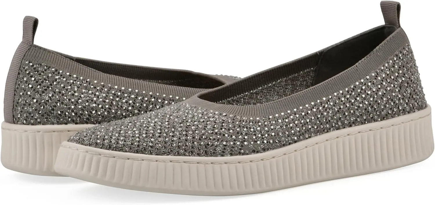WHITE MOUNTAIN Women's Digs Sparkling Woven Knit Slip-On Flat