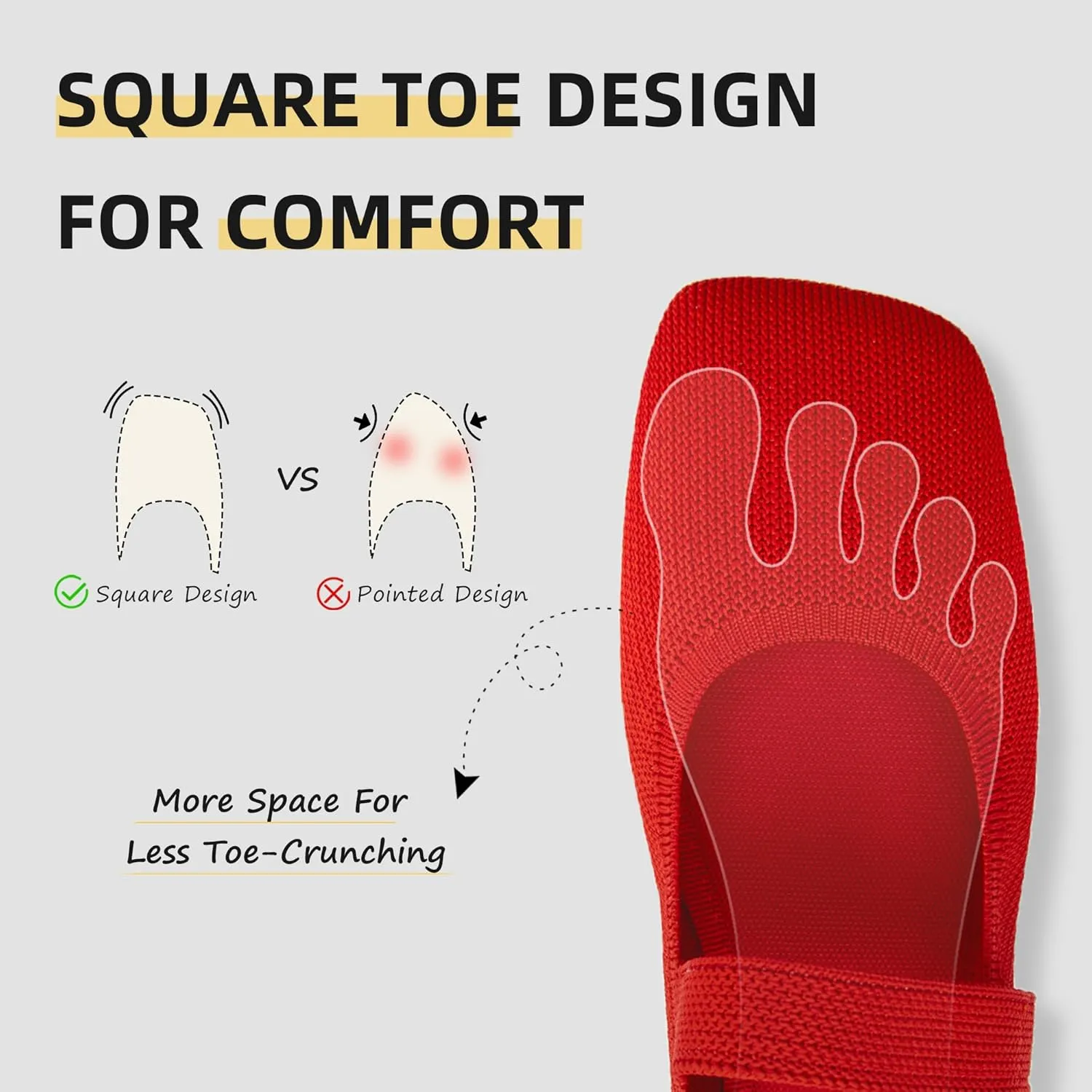 Wide Toe Box Flats Women Comfort Slip On Ballet Shoes Mary Jane Dressy Knit Flats with Adjustable Straps Washable Casual Office