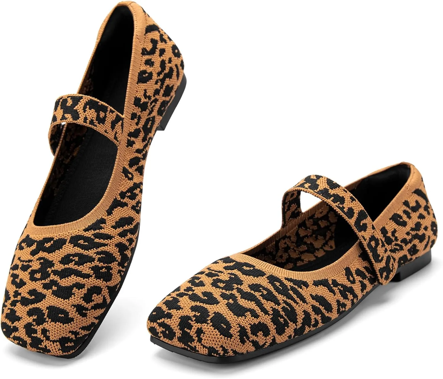 Wide Toe Box Flats Women Comfort Slip On Ballet Shoes Mary Jane Dressy Knit Flats with Adjustable Straps Washable Casual Office