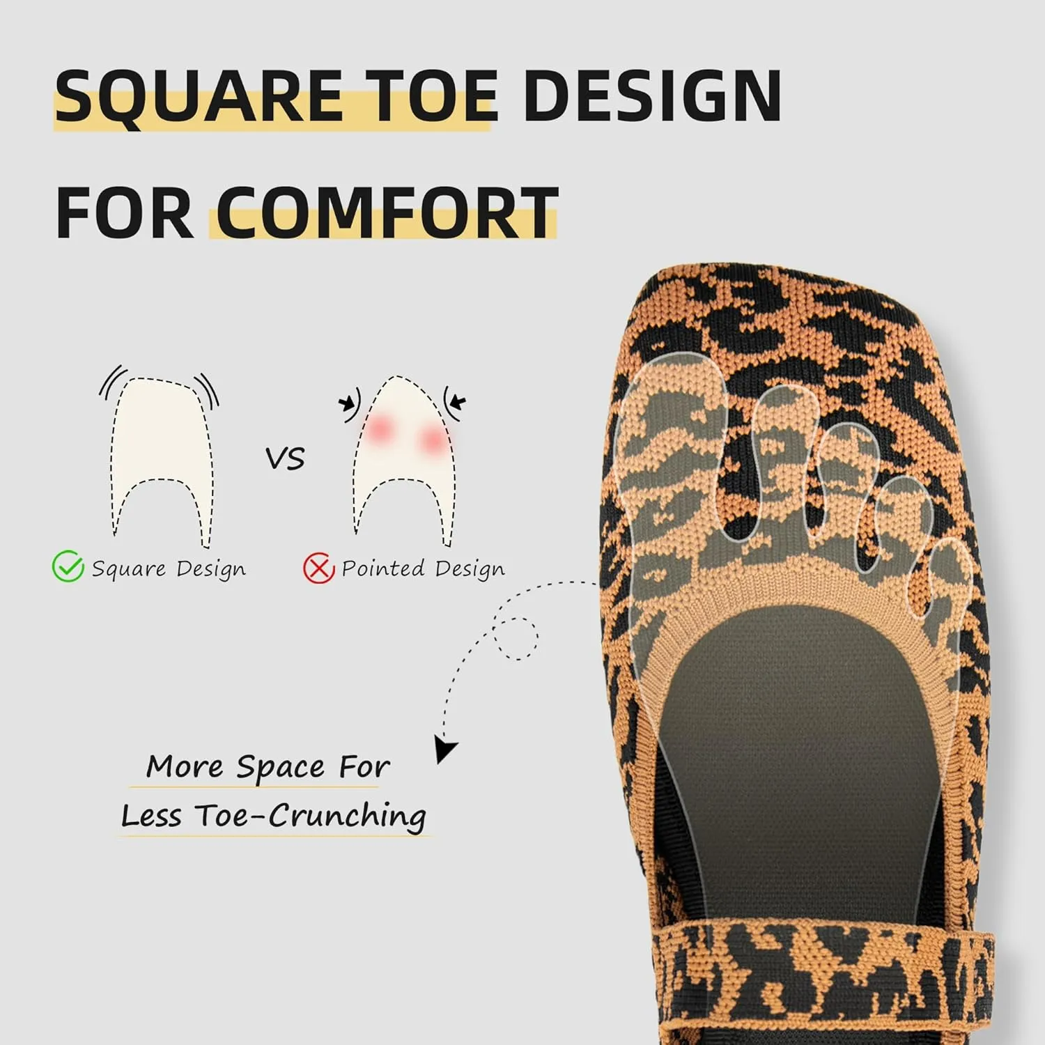 Wide Toe Box Flats Women Comfort Slip On Ballet Shoes Mary Jane Dressy Knit Flats with Adjustable Straps Washable Casual Office