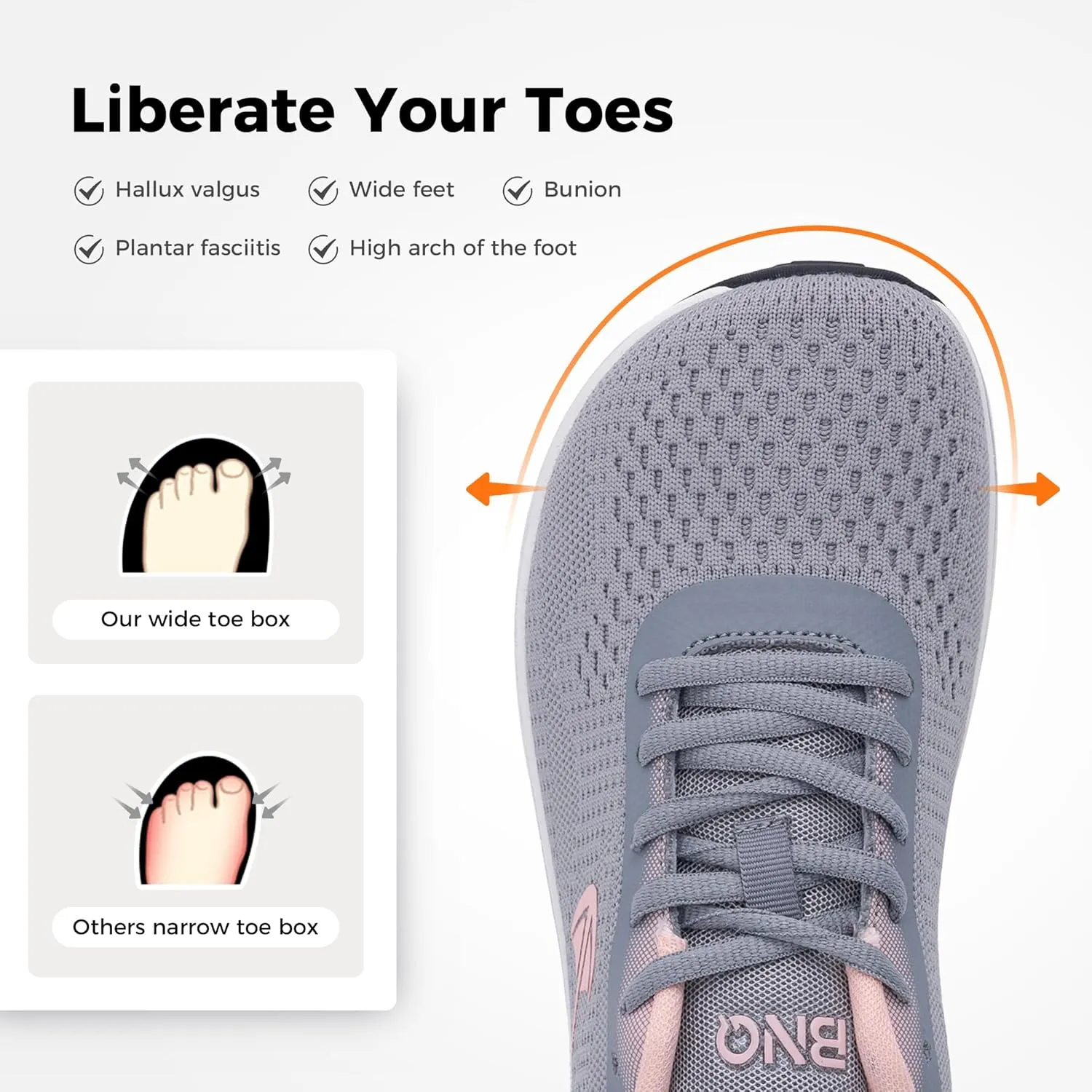 Wide Toe Box Shoes for Women Air Running Plantar Fasciitis Shoe Arch Support Walking Tennis Orthotic Breathable Extra Wide Width Athletic Sneakers US6-11