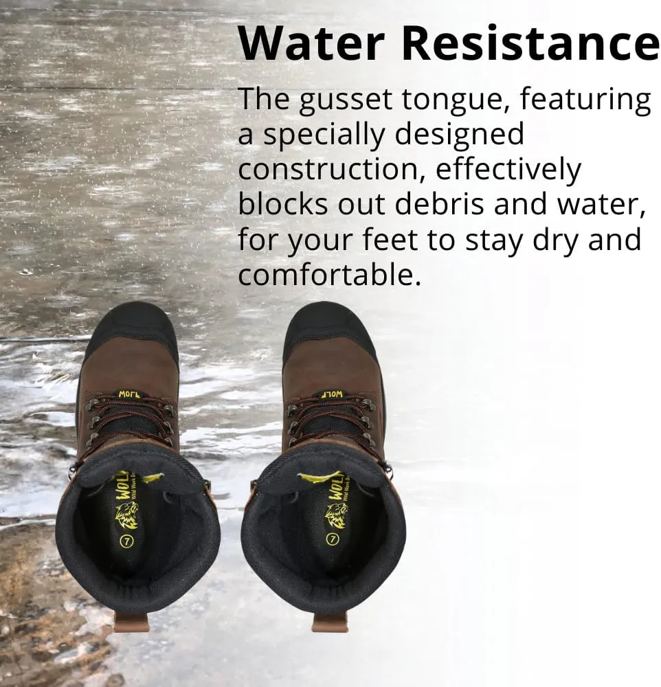 WOLF Work Boot | 100% Waterproof Genuine Leather | Oil, Heat, Chemical, Impact, Compression & Puncture Resistant | Electrical Hazards | Non-Slip Sole | Padded Collar | Construction | Industrial PPE
