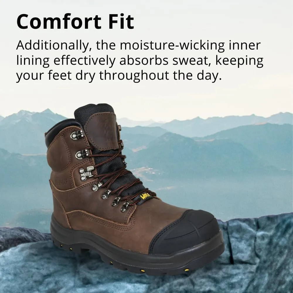 WOLF Work Boot | 100% Waterproof Genuine Leather | Oil, Heat, Chemical, Impact, Compression & Puncture Resistant | Electrical Hazards | Non-Slip Sole | Padded Collar | Construction | Industrial PPE