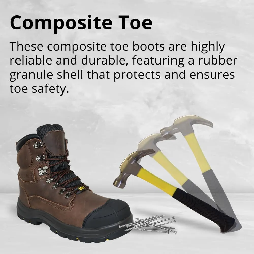 WOLF Work Boot | 100% Waterproof Genuine Leather | Oil, Heat, Chemical, Impact, Compression & Puncture Resistant | Electrical Hazards | Non-Slip Sole | Padded Collar | Construction | Industrial PPE