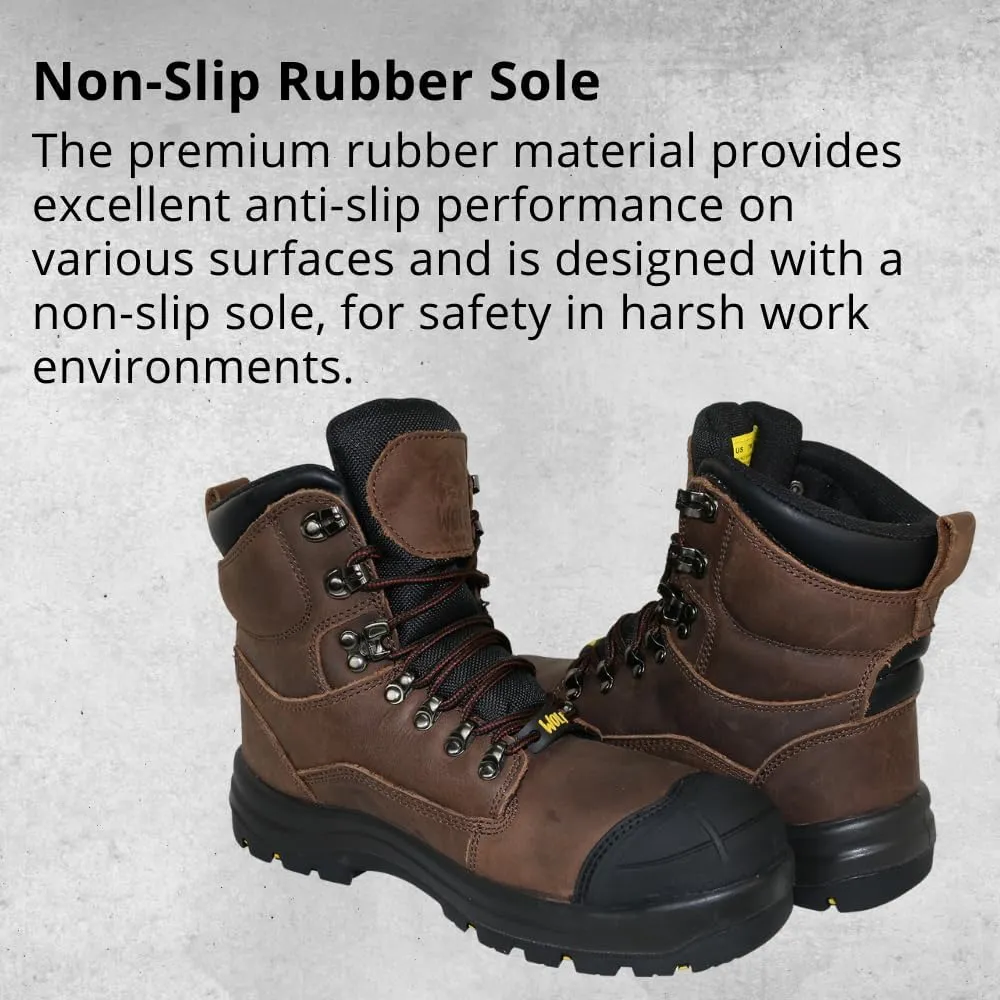 WOLF Work Boot | 100% Waterproof Genuine Leather | Oil, Heat, Chemical, Impact, Compression & Puncture Resistant | Electrical Hazards | Non-Slip Sole | Padded Collar | Construction | Industrial PPE