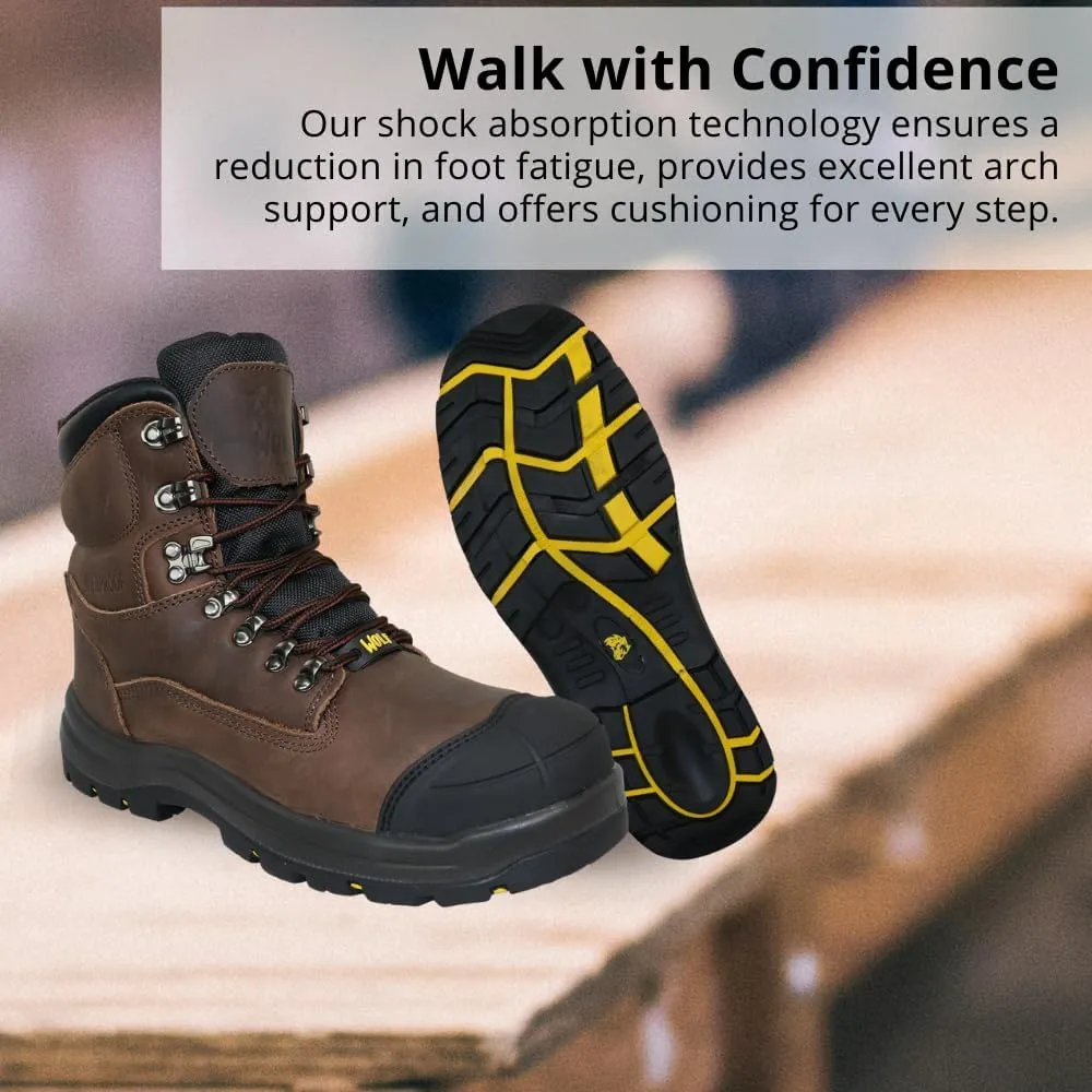 WOLF Work Boot | 100% Waterproof Genuine Leather | Oil, Heat, Chemical, Impact, Compression & Puncture Resistant | Electrical Hazards | Non-Slip Sole | Padded Collar | Construction | Industrial PPE