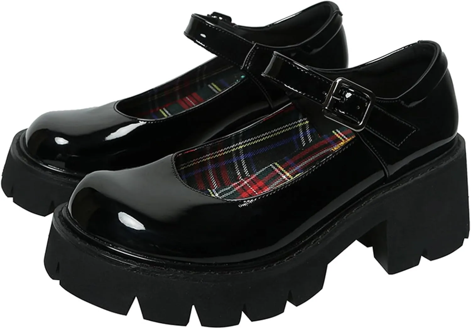 Women Chunky Platform Mary Jane Shoes Retro Buckle Strap Round Toe Flats Shallow Mouth Japanese Sweet Lolita Princess Shoes