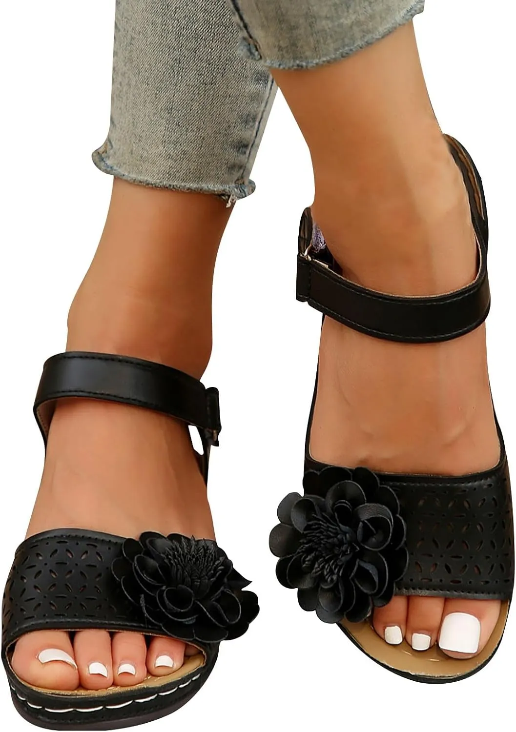 Women Flat Sandals 2024 Fashion Flatform Ankle Buckle Criss Cross Band Straps Sandals Shoes