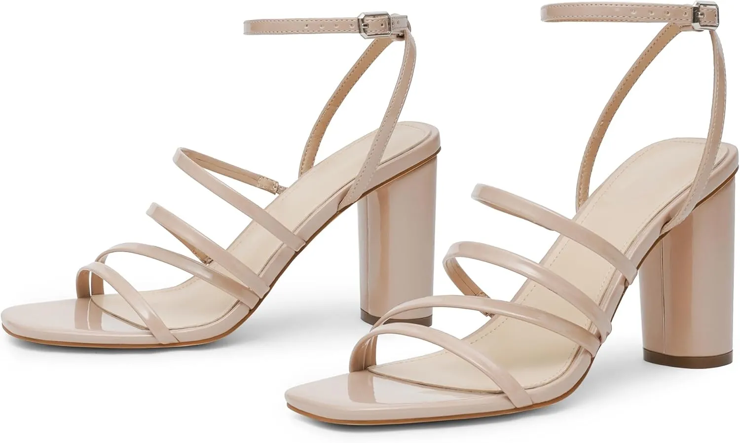 Women Heeled Sandals Square Open Toe Block High Heels Strappy Chunky Heels Ankle Strap Sandals Comfort Dress Party Prom Shoes