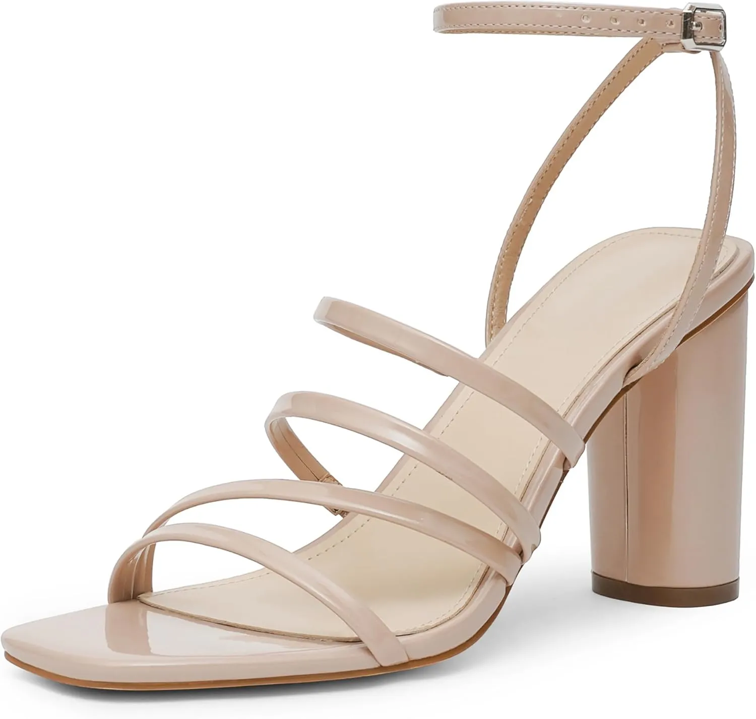 Women Heeled Sandals Square Open Toe Block High Heels Strappy Chunky Heels Ankle Strap Sandals Comfort Dress Party Prom Shoes