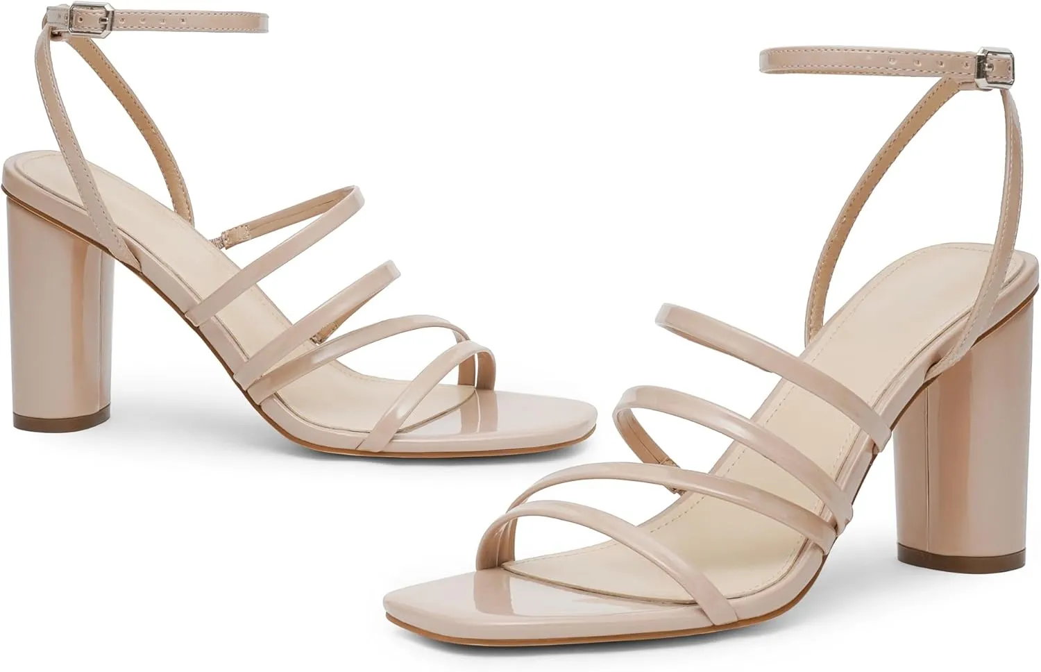 Women Heeled Sandals Square Open Toe Block High Heels Strappy Chunky Heels Ankle Strap Sandals Comfort Dress Party Prom Shoes