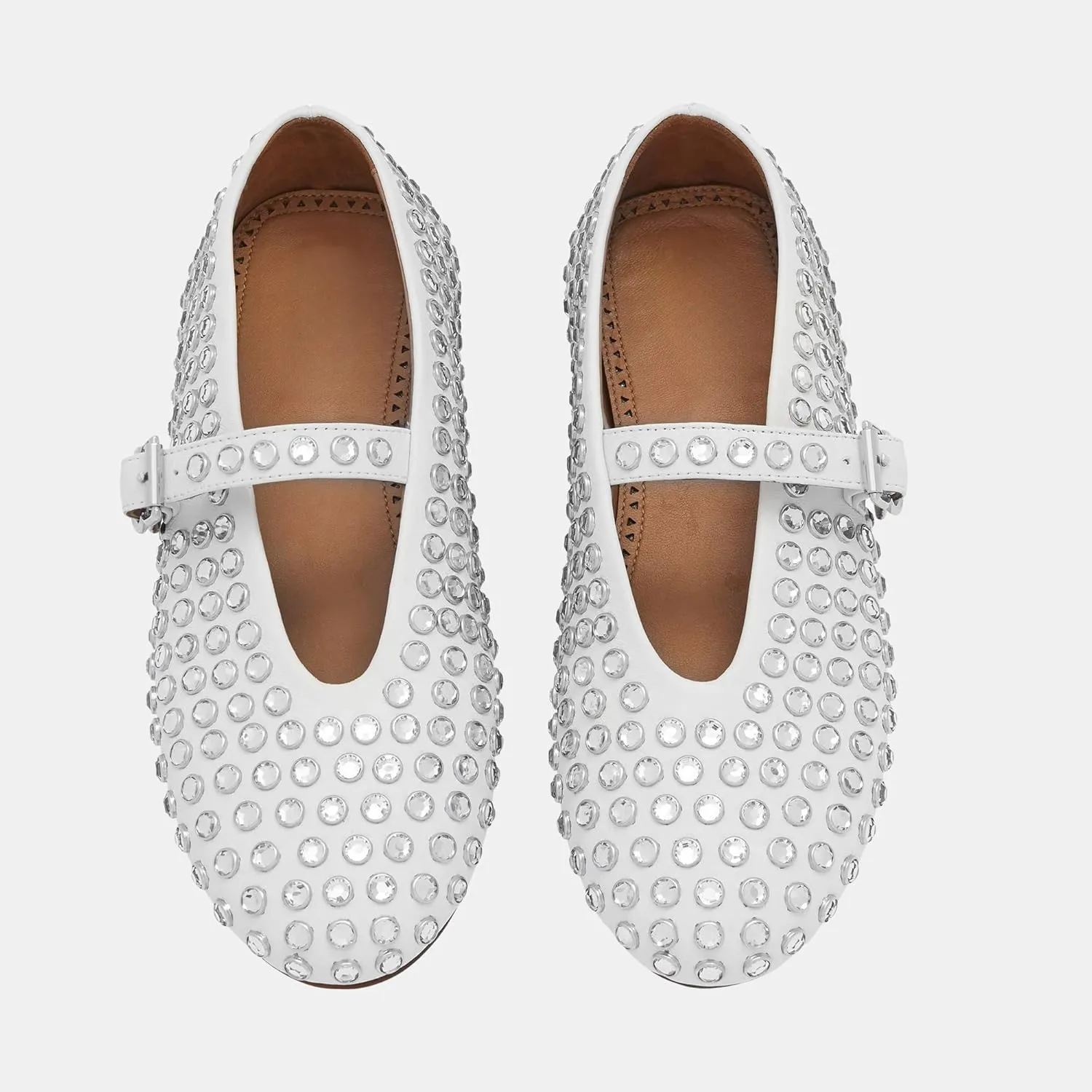 Women Rhinestone Ballet Flats Mary Jane Flat Buckle Strap Ballerina Shoes