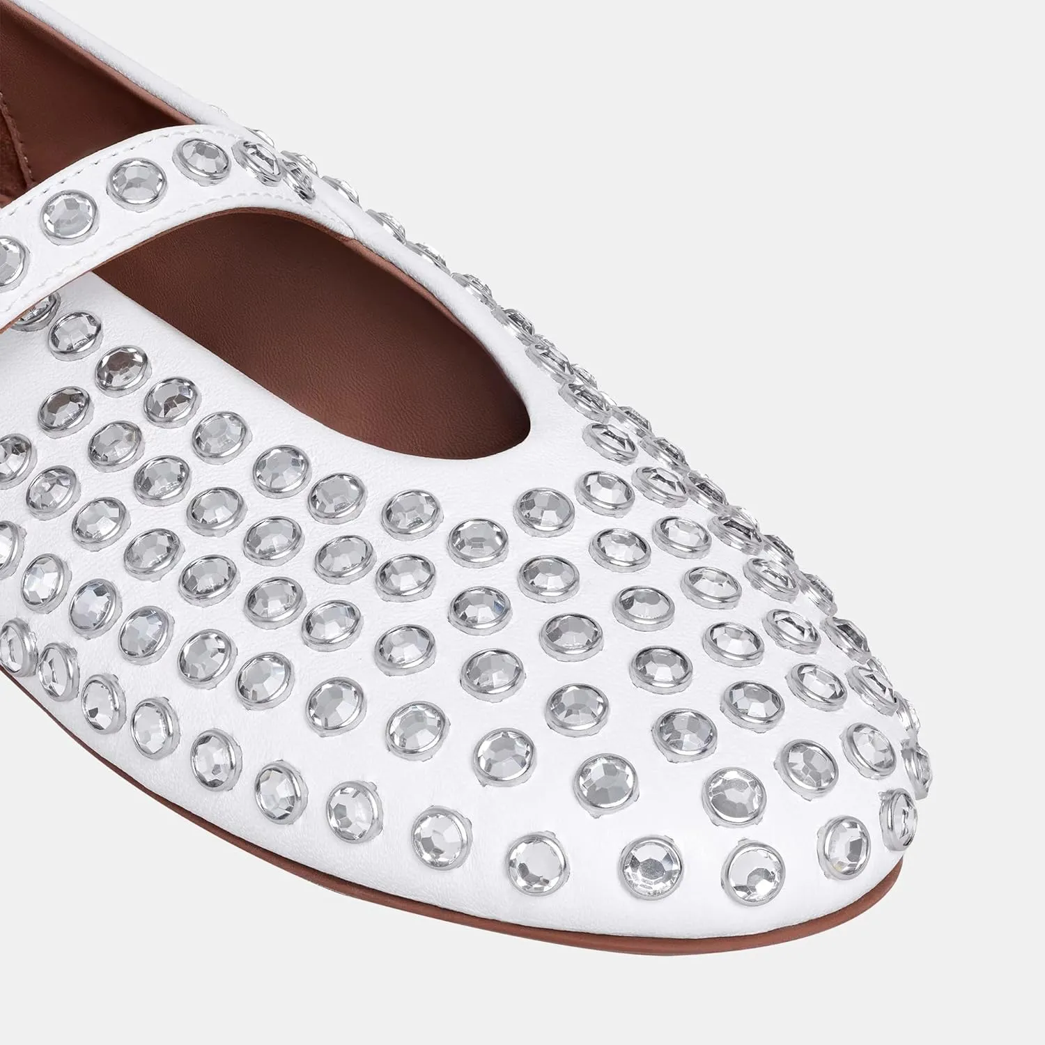 Women Rhinestone Ballet Flats Mary Jane Flat Buckle Strap Ballerina Shoes