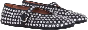 Women Rhinestone Ballet Flats Mary Jane Flat Buckle Strap Ballerina Shoes