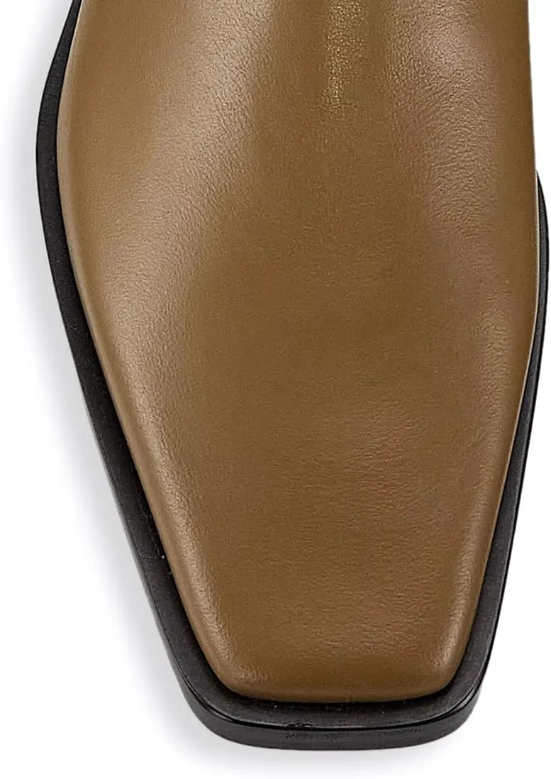 Women Square Closed Toe Flats Ankle Boot Strap Buckle Low Heel Short Booties Office Business Formal Shoe Size 4-16 US