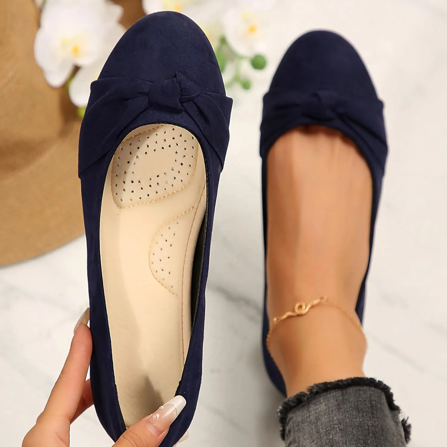 Women's Ballet Flats Shoes, Dress Shoes for Women Round Toe Comfort Light Weight Slip-On Shoes