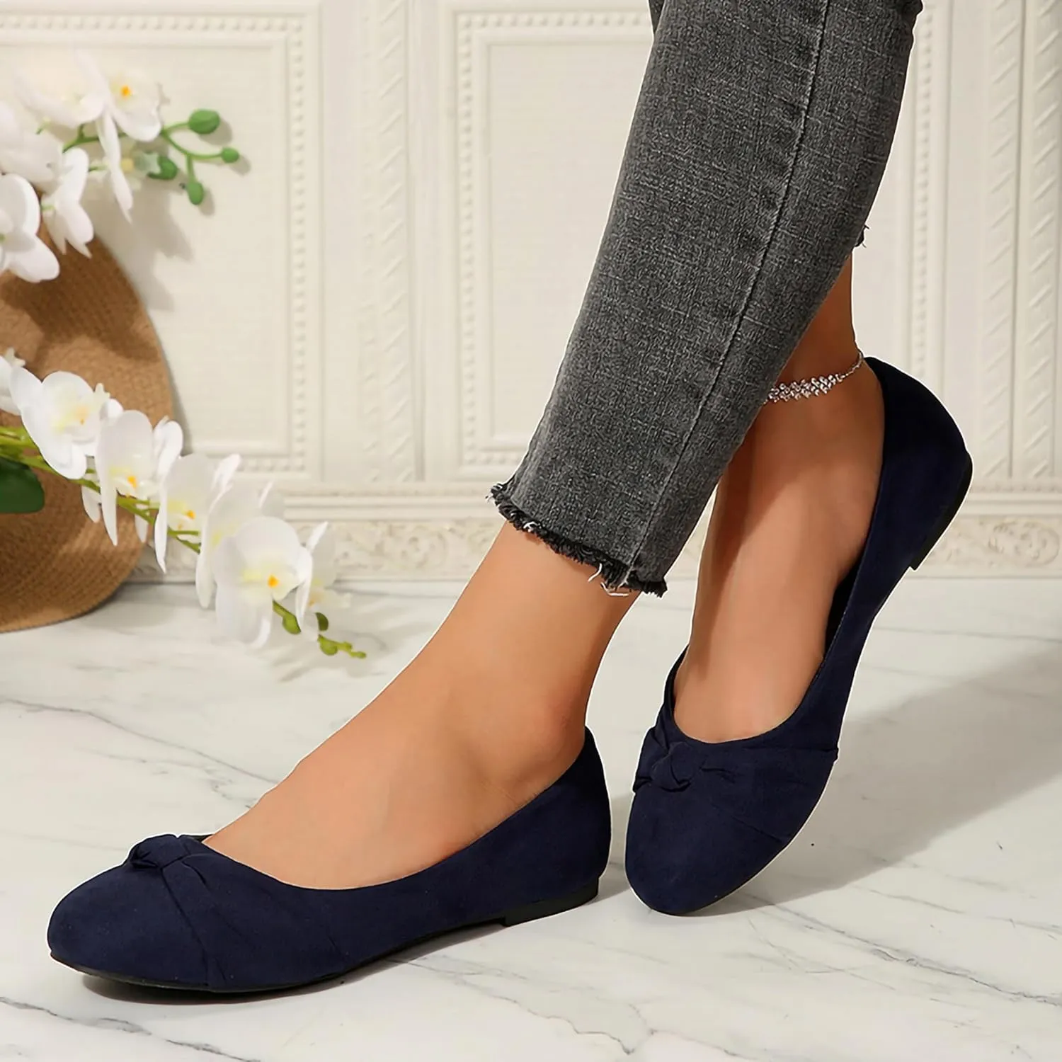 Women's Ballet Flats Shoes, Dress Shoes for Women Round Toe Comfort Light Weight Slip-On Shoes
