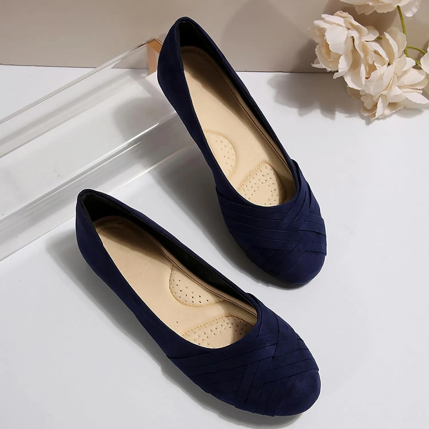 Women's Ballet Flats Shoes, Round Toe Comfort Light Weight Slip-On Dress Shoes