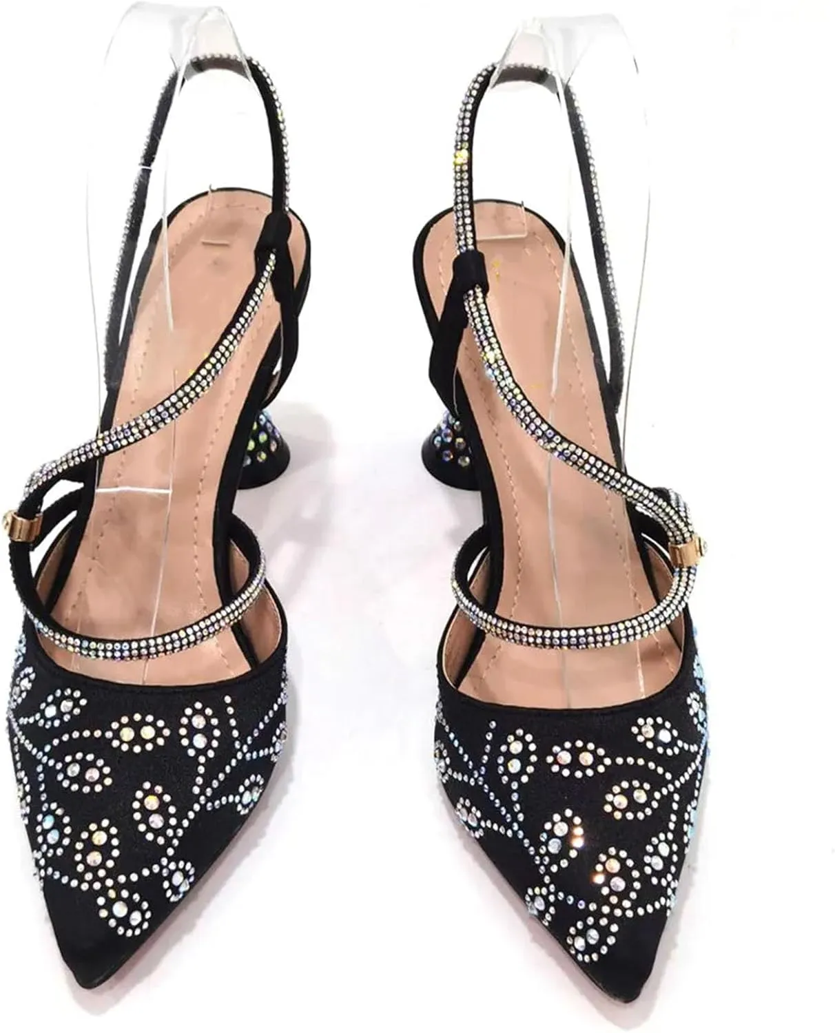 Women's Black INS Style Bridal Set - Artisan-Crafted Heels & Pearl-Clasp Clutch for Nigerian Traditional Weddings