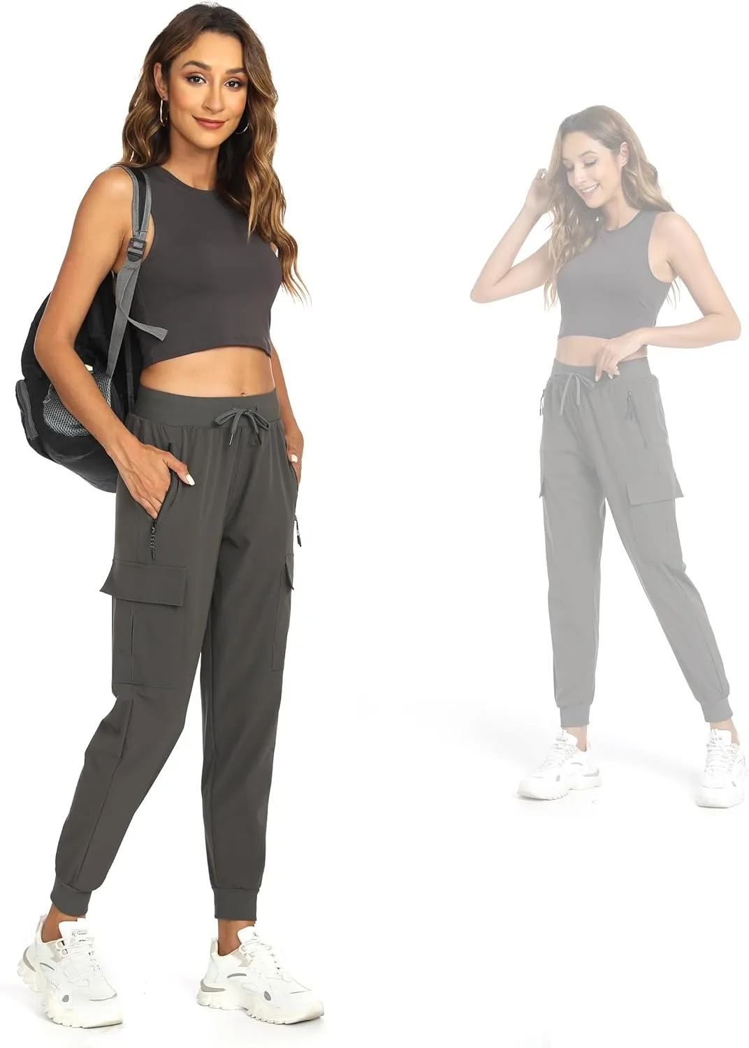 Womens Cargo Pants with Pocket Quick Dry Workout Athletic Joggers Drawstring Travel Casual Outdoor Camping Hiking Pants