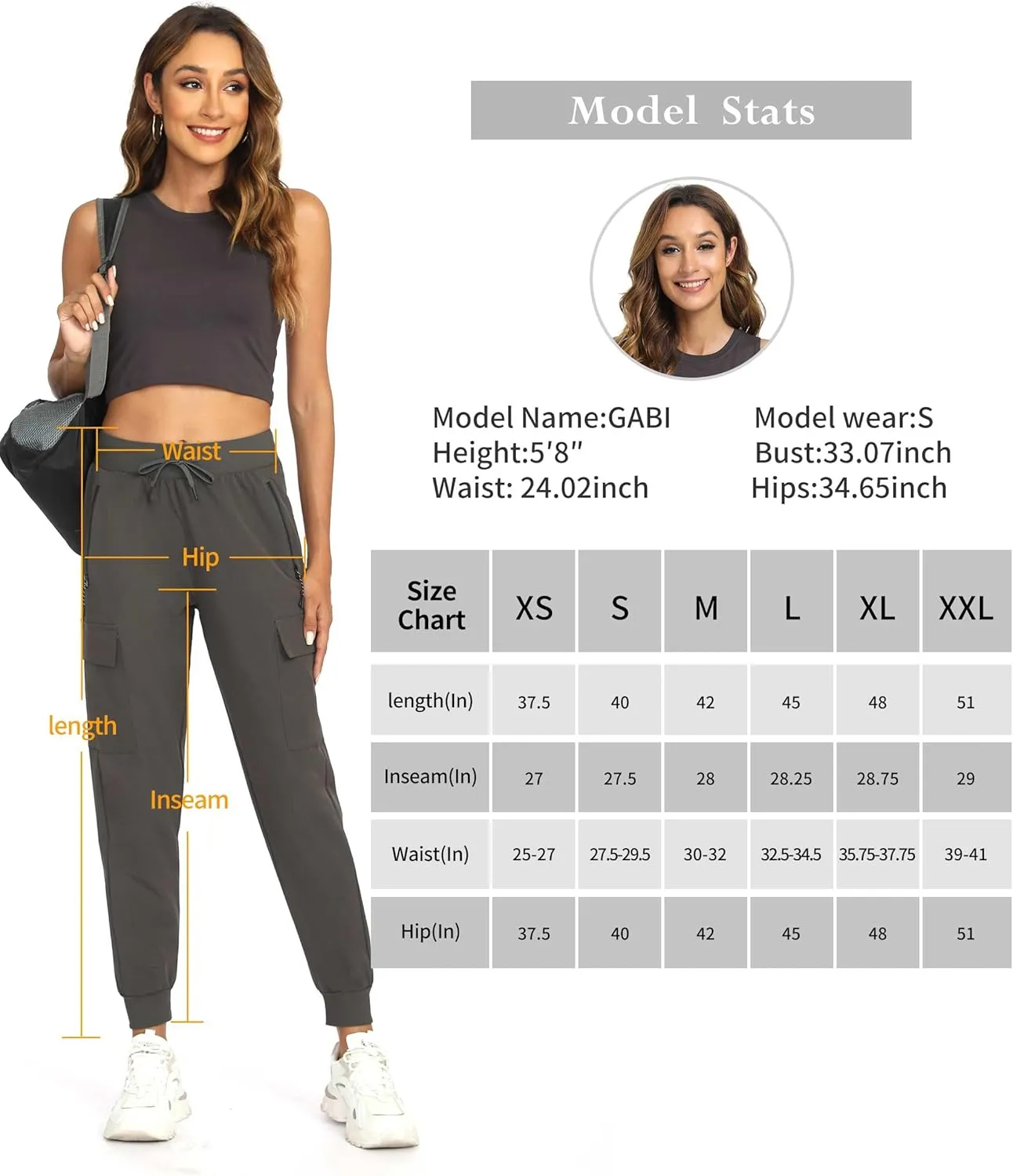 Womens Cargo Pants with Pocket Quick Dry Workout Athletic Joggers Drawstring Travel Casual Outdoor Camping Hiking Pants