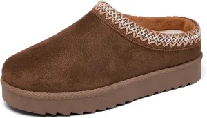 Women's Classic Brown Platform Slippers Size 8, Anti-Slip, Fur Lined, Round Toe, Classic Style, Women's Clothing, Casual Wear, Cold Weather