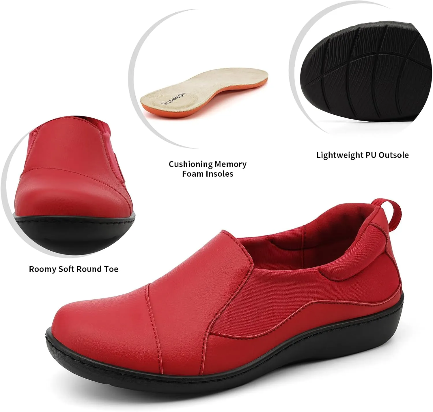 Women's Comfort Leather Loafers Cute Casual Slip On Lightweight Walking Flats Everyday Work Shoes