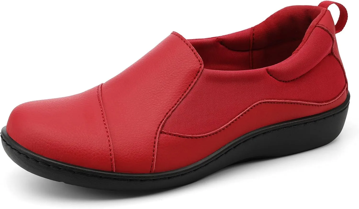Women's Comfort Leather Loafers Cute Casual Slip On Lightweight Walking Flats Everyday Work Shoes