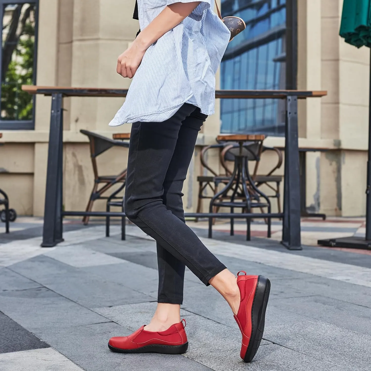 Women's Comfort Leather Loafers Cute Casual Slip On Lightweight Walking Flats Everyday Work Shoes