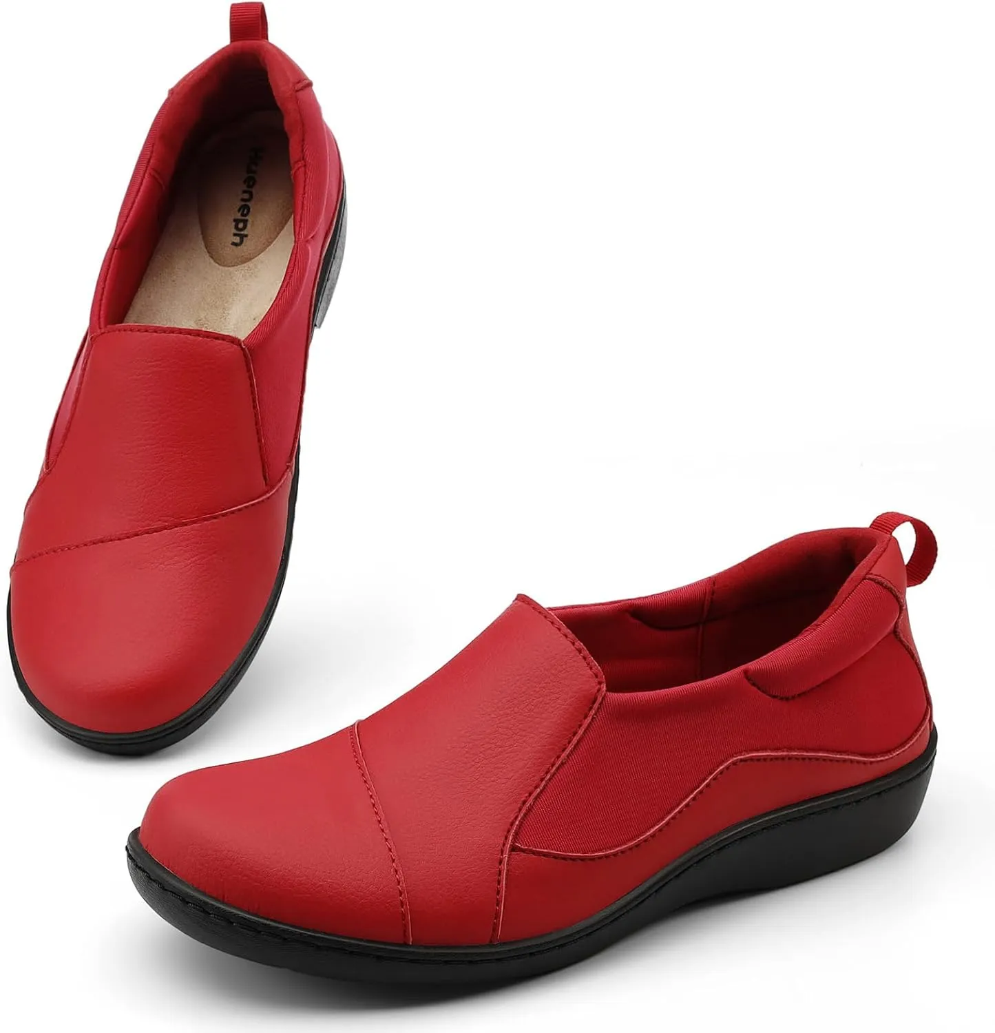 Women's Comfort Leather Loafers Cute Casual Slip On Lightweight Walking Flats Everyday Work Shoes