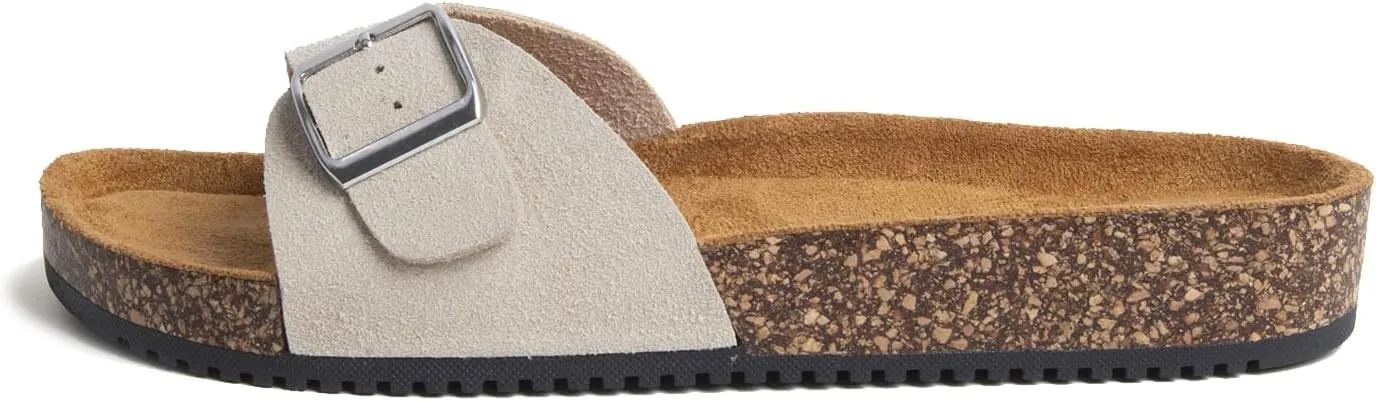 Women's Cork Footed Sandals Women Dressy Summer Beach Essentials Genuine Leather Sandals with Adjustable Buckle Comfortable Arch Support Women's Footwear
