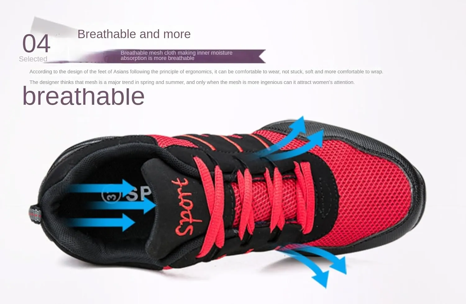 Women's Dance Walking Shoes Lace-up Sneakers - Air Cushion Split Sole Breathable Mesh Modern Jazz Shoes