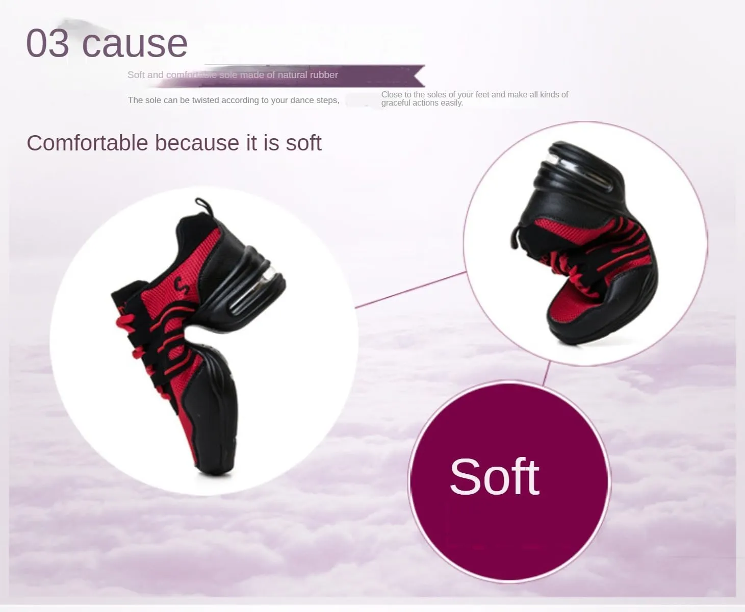 Women's Dance Walking Shoes Lace-up Sneakers - Air Cushion Split Sole Breathable Mesh Modern Jazz Shoes
