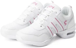 Women's Dance Walking Shoes Lace-up Sneakers - Air Cushion Split Sole Breathable Mesh Modern Jazz Shoes