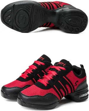 Women's Dance Walking Shoes Lace-up Sneakers - Air Cushion Split Sole Breathable Mesh Modern Jazz Shoes