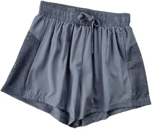 Women's Elastic Waist Drawstring Sports Fitness Shorts with Pockets Quick Dry Loose Shorts