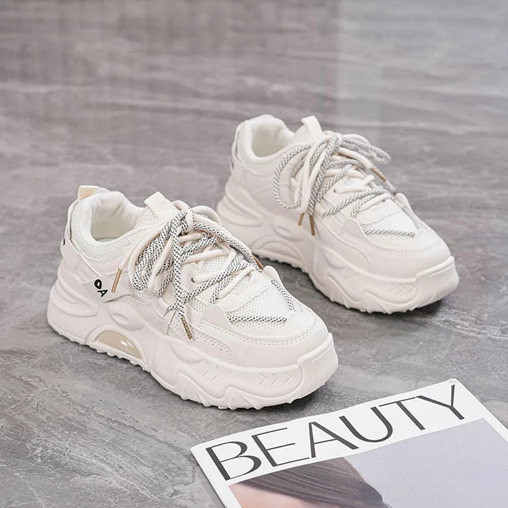 Women's Fashion Breathable Mesh Platform Sneakers Casual Jogging Walking Chunky Shoes 5.5-8.5