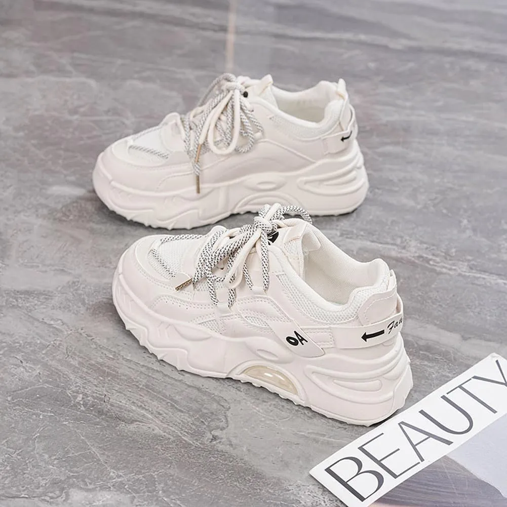 Women's Fashion Breathable Mesh Platform Sneakers Casual Jogging Walking Chunky Shoes 5.5-8.5
