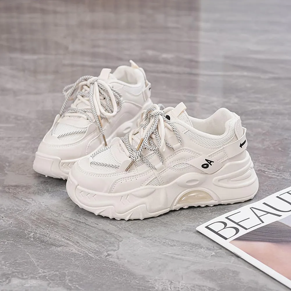 Women's Fashion Breathable Mesh Platform Sneakers Casual Jogging Walking Chunky Shoes 5.5-8.5