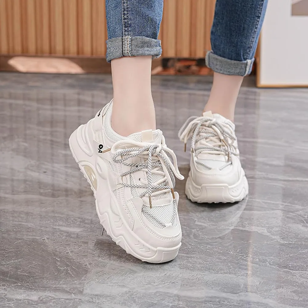Women's Fashion Breathable Mesh Platform Sneakers Casual Jogging Walking Chunky Shoes 5.5-8.5