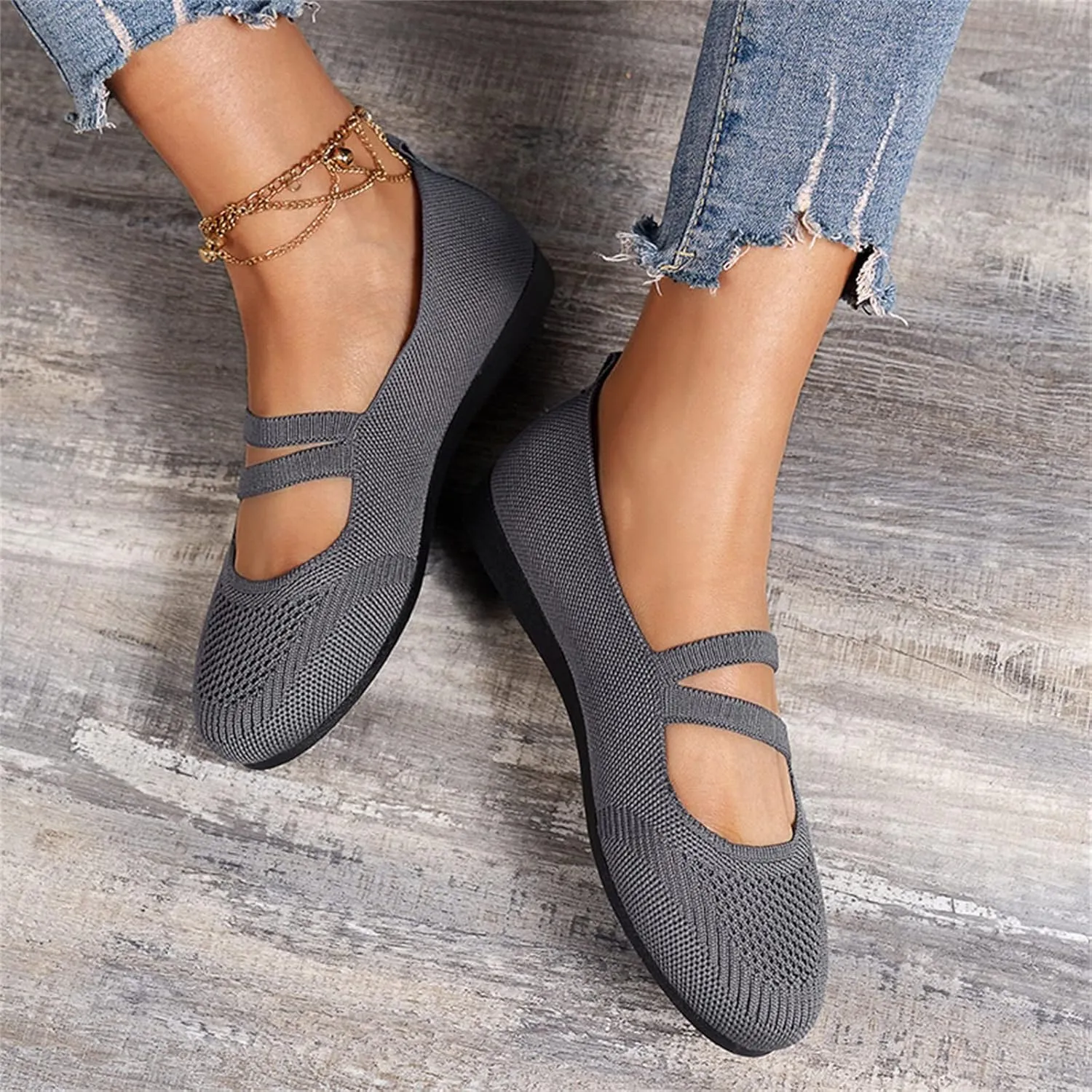 Women's Flat Ballet Shoes Knit Flat Shoes Round Toe Slip on Women Flats for Dressy Casual Office Work Wedding