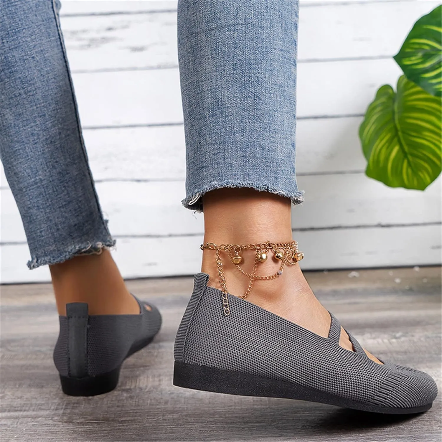Women's Flat Ballet Shoes Knit Flat Shoes Round Toe Slip on Women Flats for Dressy Casual Office Work Wedding