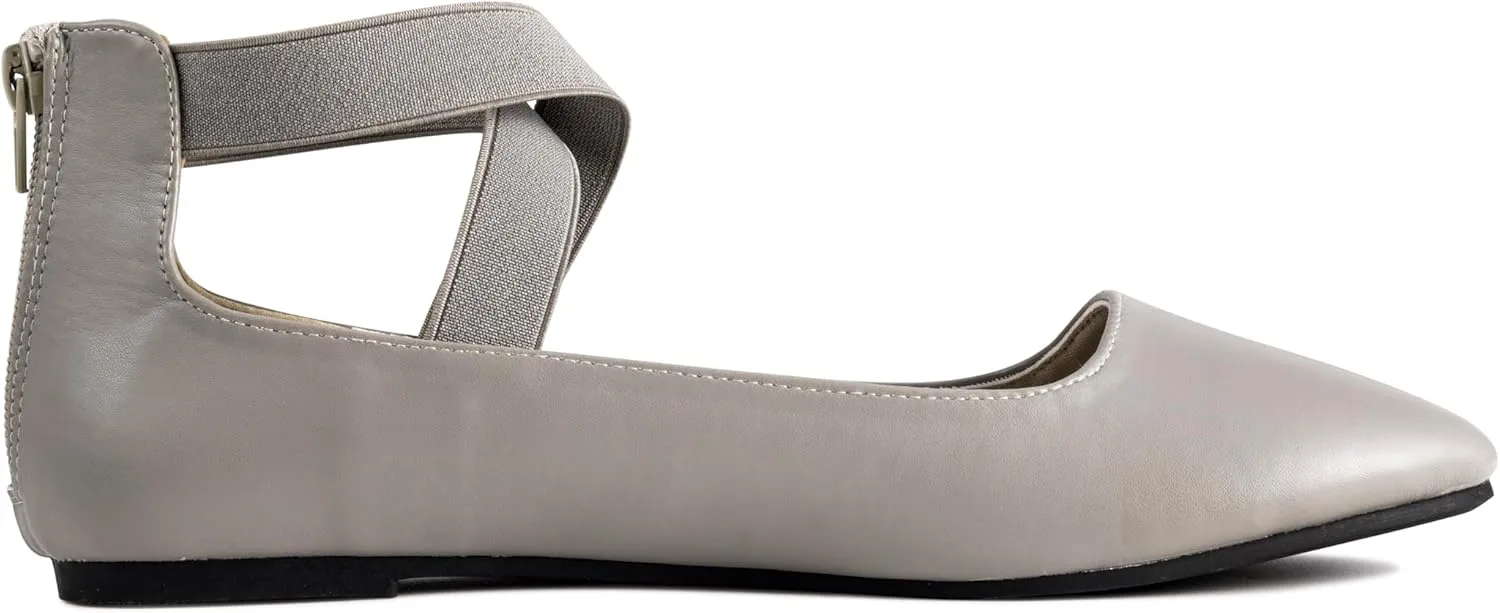 Women's Flats Comfortable Fashion Shoes for Women with Elastic Ankle Straps Dressy Ballerina Style Closed Toe s for Women Casual Flat
