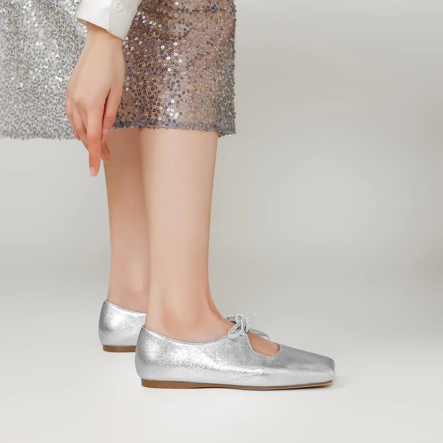 Women's Flats Soft Faux Leather Mary Jane Flats Comfortable Ballet Flats Business Casual Work Square Toe Slip On Dress Mary Jane Shoes