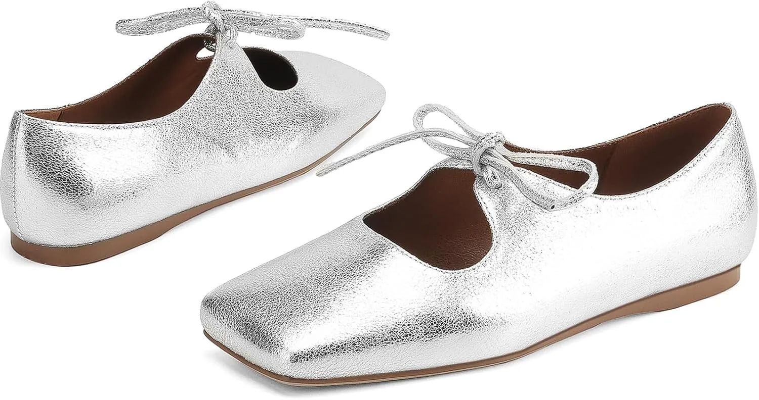 Women's Flats Soft Faux Leather Mary Jane Flats Comfortable Ballet Flats Business Casual Work Square Toe Slip On Dress Mary Jane Shoes