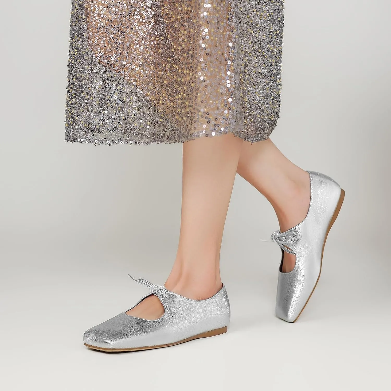 Women's Flats Soft Faux Leather Mary Jane Flats Comfortable Ballet Flats Business Casual Work Square Toe Slip On Dress Mary Jane Shoes