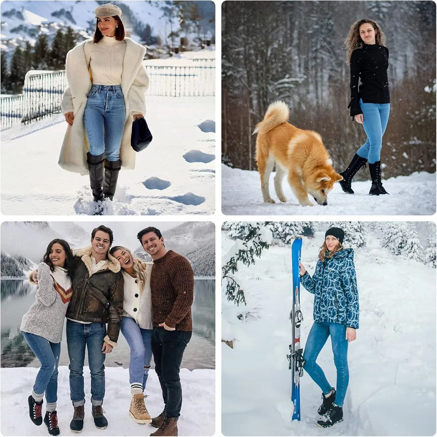 Women's Fleece Lined Jeans Thermal Flannel Lined Jeans Winter Warm Thicken Skinny Stretch Denim Pants