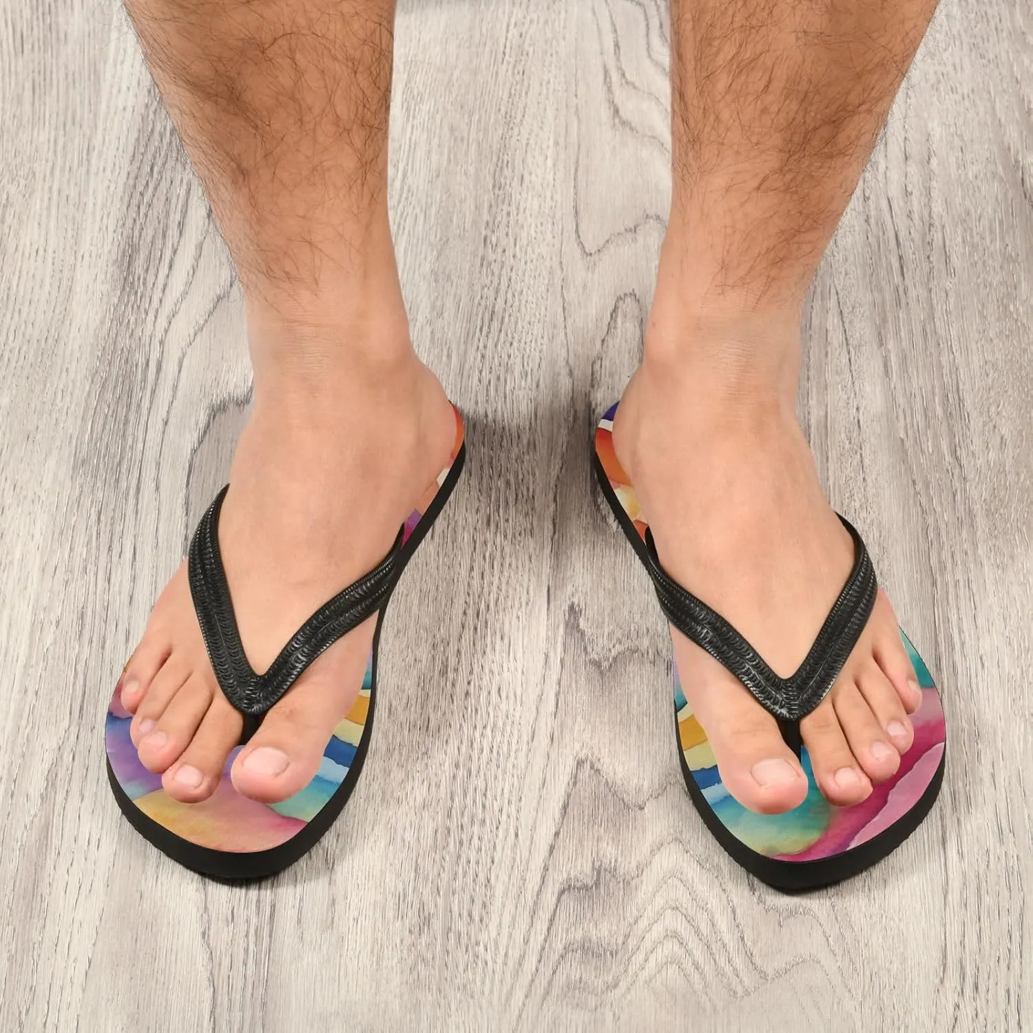 Women's Flip Flop Sandals Casual Summer Sandal, Mens Flip Flops for Beach Outdoor-Abstract Watercolor Fluid Print