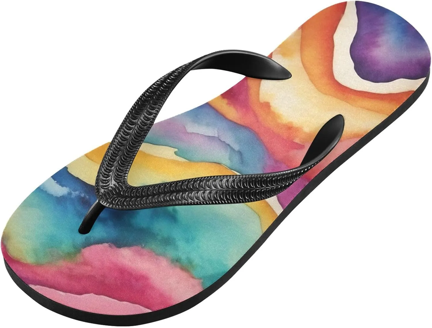 Women's Flip Flop Sandals Casual Summer Sandal, Mens Flip Flops for Beach Outdoor-Abstract Watercolor Fluid Print